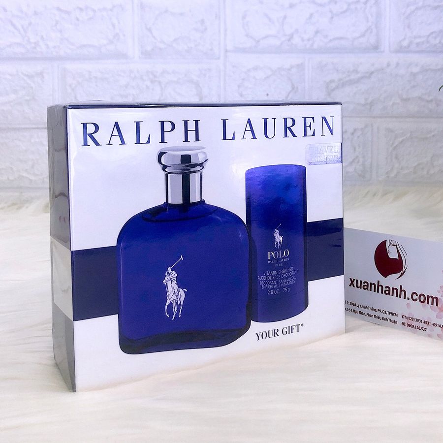 Giftset nước hoa nam Polo Ralph Lauren Blue cuốn hút, EDT 125ml & lăn khử  mùi 75g (new)