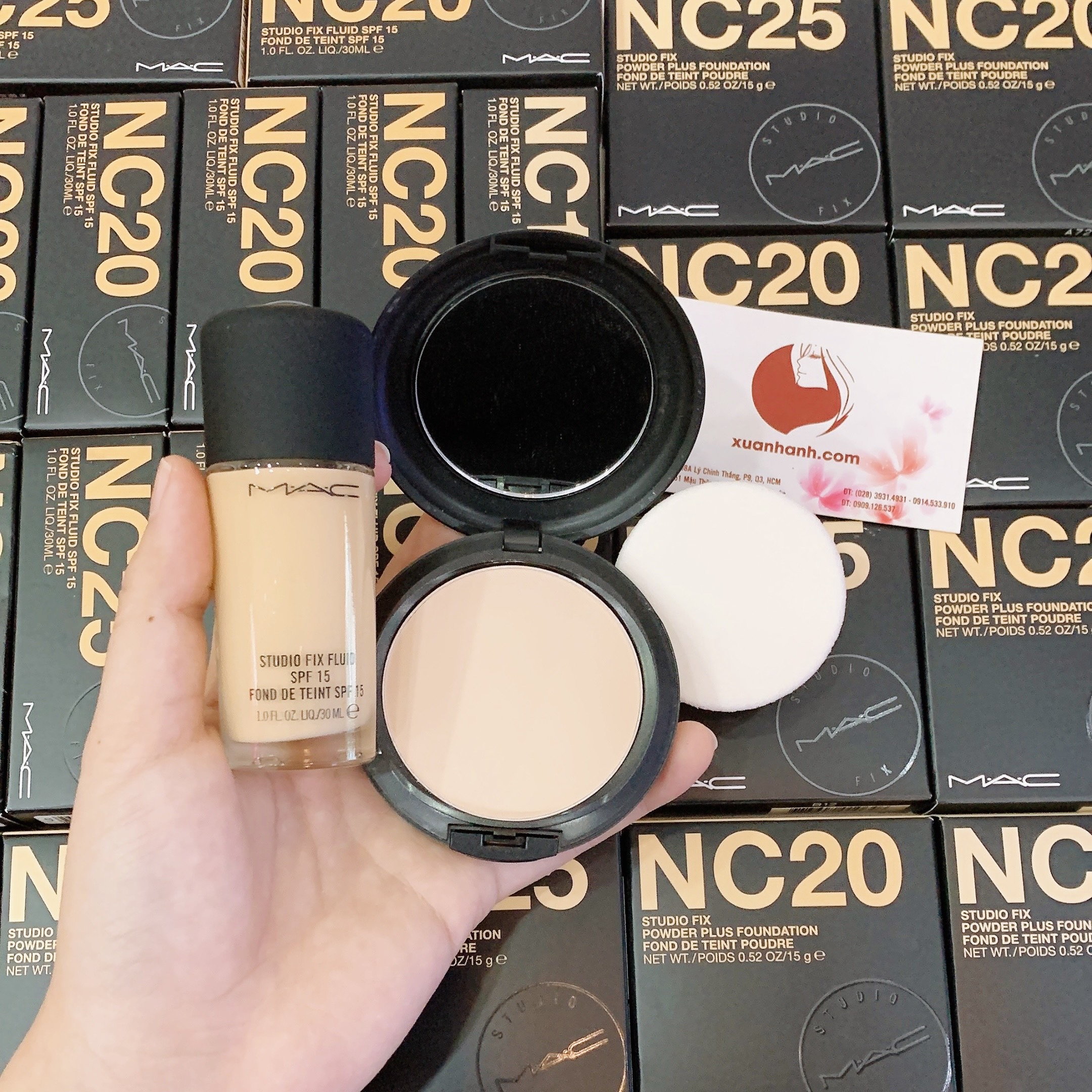 Kem nền Mac Studio Fix Fluid SPF15 lì mịn, che phủ, kìm dầu tốt #NC25 beige  da.