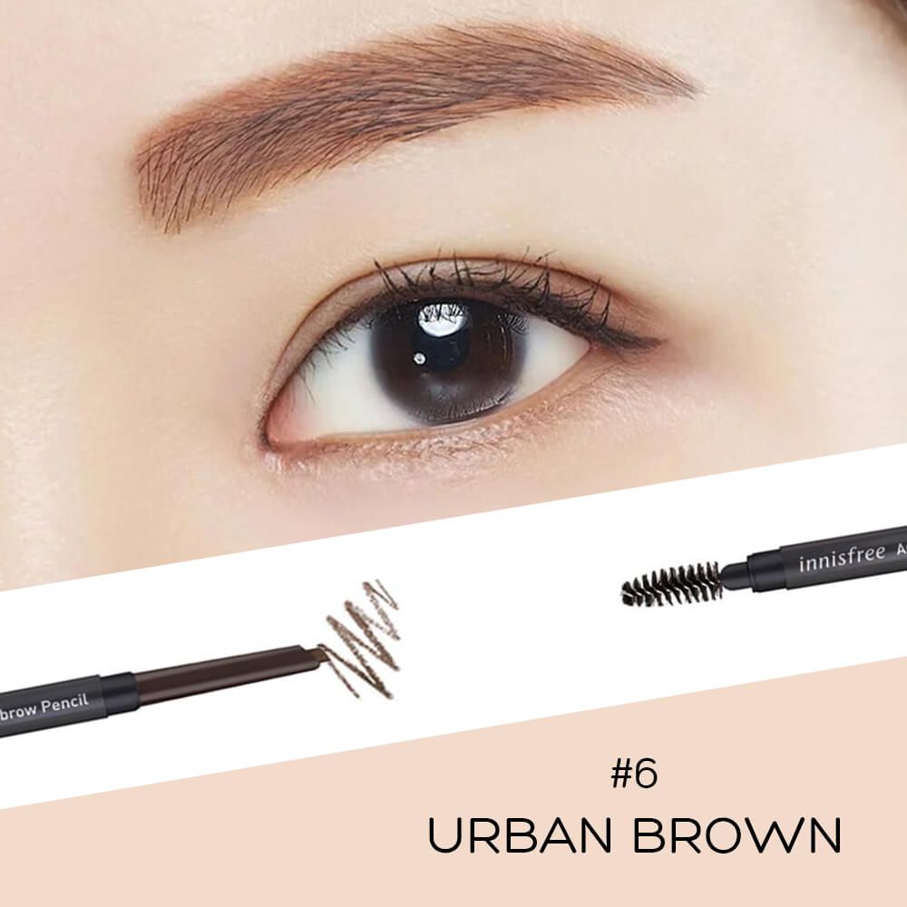 Chì kẻ mày Innisfree Auto Eyebrow Pencil #06 Urban Brown - nâu đen